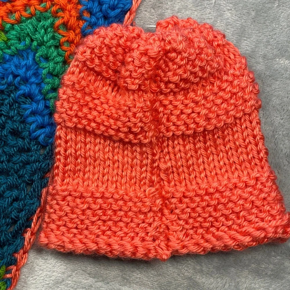 Handmade‎ Crochet Rainbow Chevron Baby Blanket and Hat Set 26x20